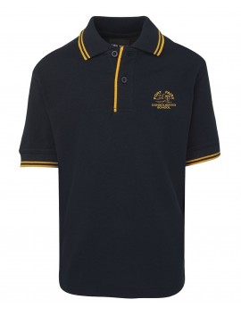 PORT FAIRY CONSOLIDATED SCHOOL NAVY/GOLD CONTRAST POLO SHORT SLEEVE